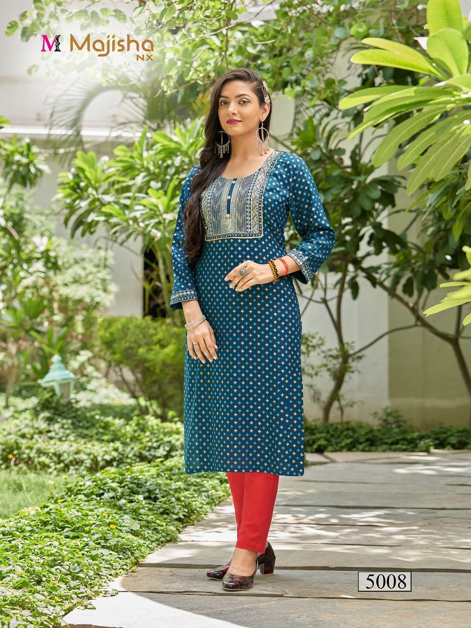 Majisha Nx Poshak 5 Rayon Fancy Exclusive Wear Designer Kurti Collection